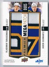 2017-18 UD PREMIER MEGA PATCH DUOS TARASENKO SCHWARTZ DUOS PATCH 4 COLORS 08/25