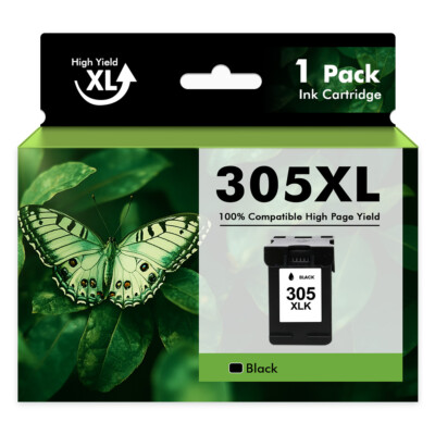 1er 305XL Schwarz Druckerpatrone Kompatibel für HP 305 Patronen Schwarz für HP