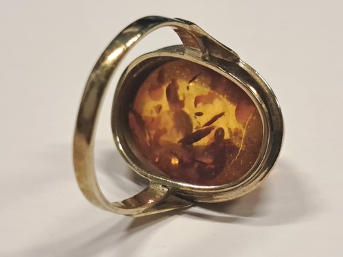 Damen Ring 333 Gold 8 kt mit Bernstein Ringgr. 49 2,5 Gramm - Bild 3 von 8