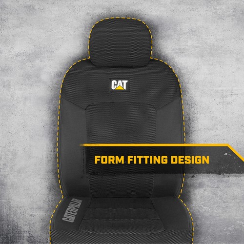 CAT Black Seat Covers For Cars, Trucks, & SUV - Set of (2) MeshFlex Car Seat ... - Picture 4 of 9