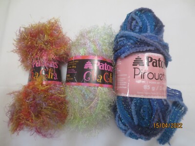 Patons Yarn --1 Pirouette 3 oz. Midnight Blue & 2 Cha Cha 1.75 oz Salsa & Bunny 