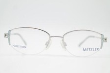 Vintage Glasses Metzler 1752 TITAN Silver Blue Half-Rim Eyeglass Frame