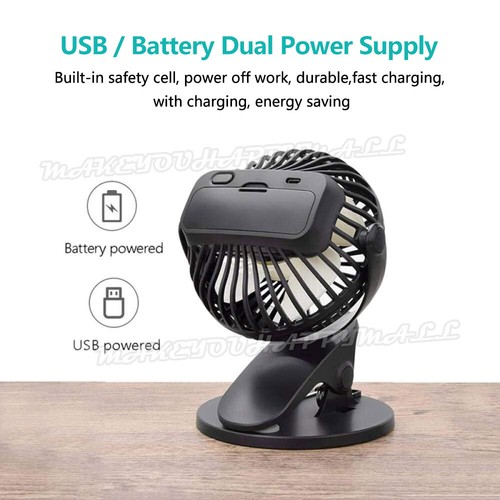 Portable 360° Mini Fan Travel Rechargeable USB Clip On Desk Fan Pram Cot Car AU - Picture 8 of 12
