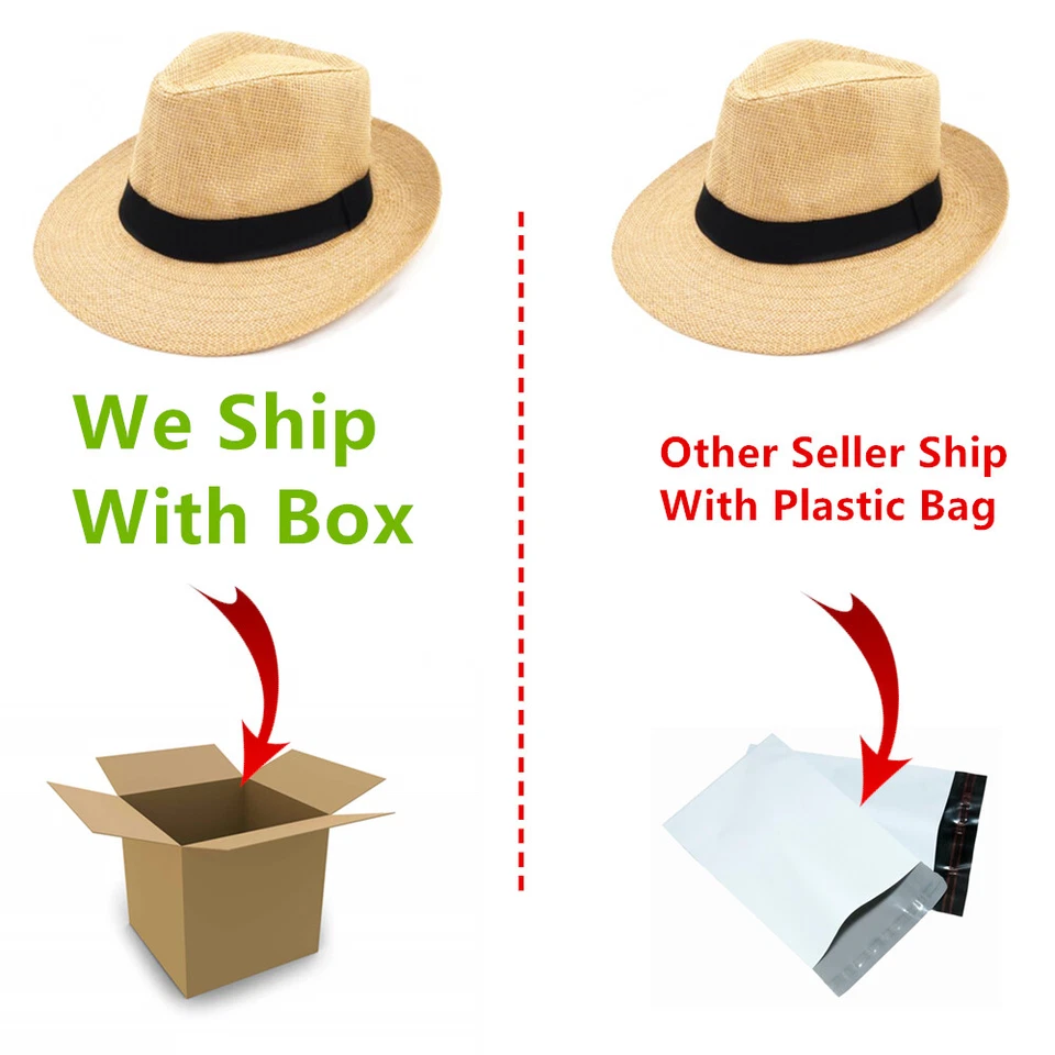 Panama Big Brim Fedora Summer Flat Brim Straw Paper Hat Cap Beach Sun Men Women - Image 3 of 4