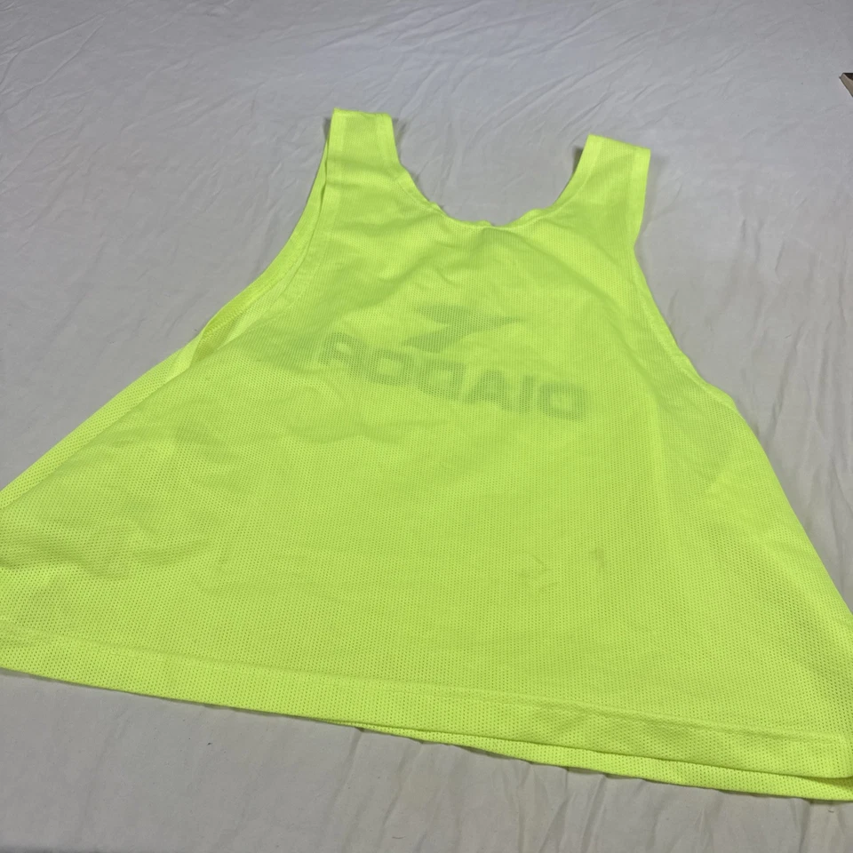 Vintage 90s Diadora Mesh Soccer Futball Practice Jersey One Size Yellow Neon - Image 2 of 4