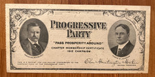 1912 Donation to Progressive Party membership certificate