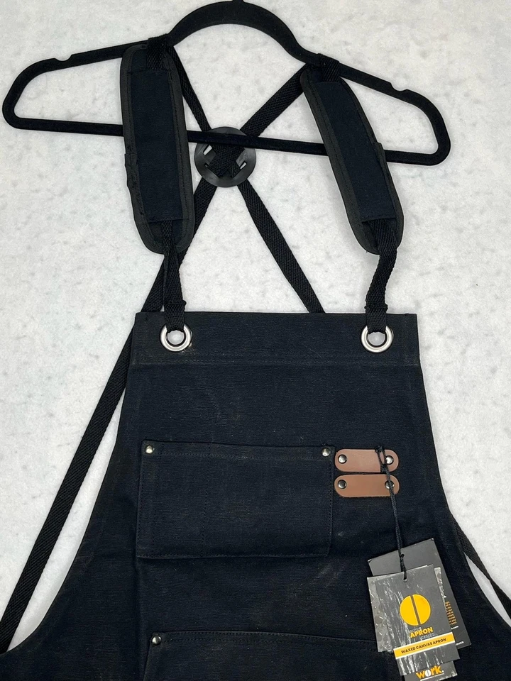 Wurk Waxed Canvas Work Apron Black Utility Tool Pockets Adjustable Mens Heavy - Image 3 of 4