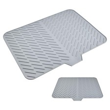 YILANJIN Silicone Draining Mat, Large Dish Drying 58 x 43 CM, Gray