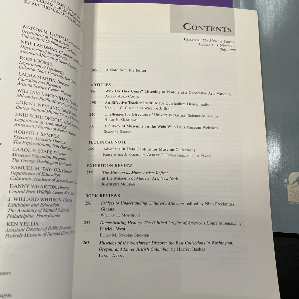 Curator The Museum Journal 1999-2002 California Academy Of Sciences 7 Issues - Image 2 of 4