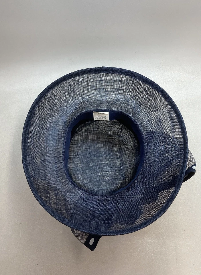 August Accesorios Azul Marino Paja Derby Sombrero Lunares Arco Fascinador Mujer Foto 3 de 4