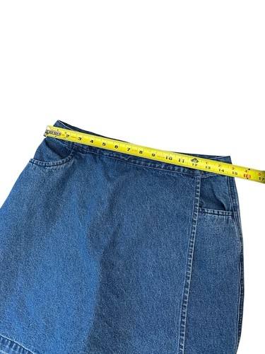 Vintage Van Heusen Denim Wrap Skort Size 12 | 90s High Waist Skirt Shorts - Picture 8 of 12