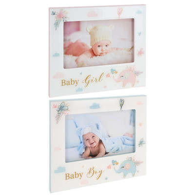 Shudehill Giftware Elefant Baby Junge & Baby Mädchen 4x6 Bilderrahmen
