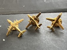 Aeroplane Airplane Gold Tone Pin Badges Aircraft Pilot Plane Lapel Brooch X 3