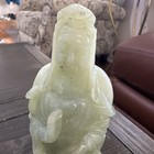 Chinese Natural Lantian green jade girl hand carving Women 6” Tall Sculpture — photo 2