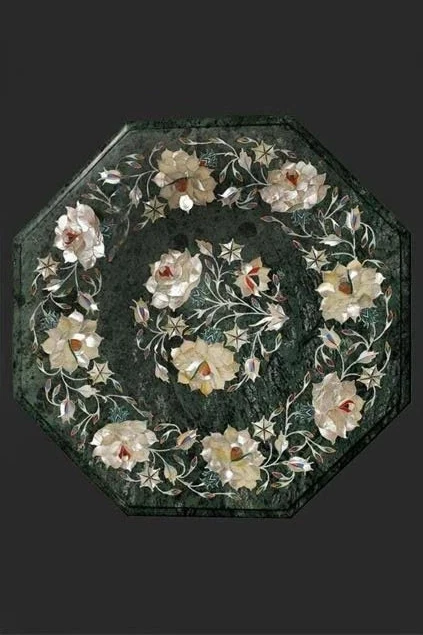 Mesa auxiliar de mármol de 12" con incrustación Pietra Dura artesanía trabajo decoración del hogar Foto 3 de 4