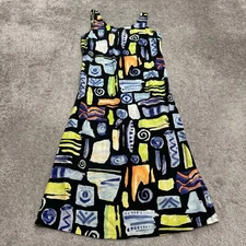 Vintage 90s Nina Piccalino Abstract Maxi Shift Dress Womns 6 Multi Sleeveless