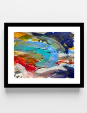 GUAJARDO Original Abstract Expressionism Beach 12X9 Paper Signed Art