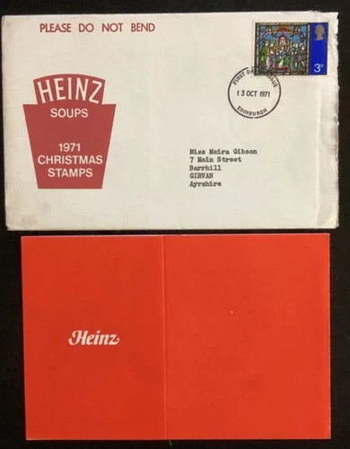 GB 1971 Christmas FDC scarce Heinz Soups promo with Insert - rare (E144)