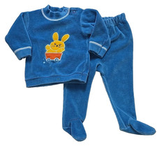 Vintage Carter  s Velour Baby Outfit 6M Bunny Appliqu  Top  Footed Pants Set