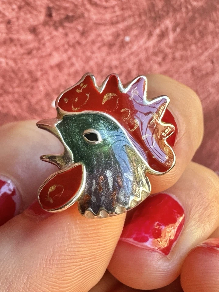 Gemelli Argento 925 Smalto Gallo - Immagine 3 di 4