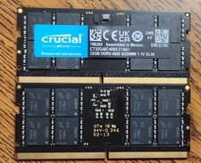 Crucial 64GB (2x32GB) DDR5-4800 SODIMM RAM Kit CT32G48C40S5 PC5-38400 CL40