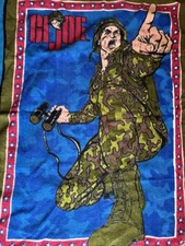 Mattel GI Joe Fleece Blanket Vintage Army USA Soldier Green Blue Red 1099