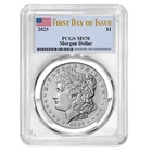 2023 $1 Morgan Silver Dollar PCGS MS70 FDOI Flag Label