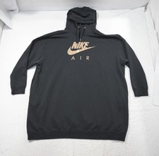 Nike Air Oversized Hoodie Black Cotton Blend W/ Pockets Pullover Womens Size XL