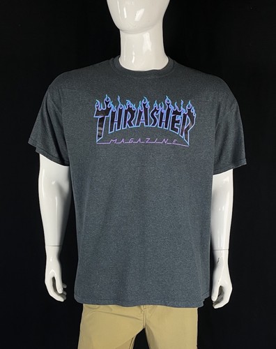 Thrasher Magazine Gray Front Logo T Shirt, A Grade, Men's Size XL