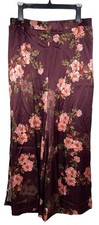 Johnny Was M Winonna Silk Easy Womens Pant Floral Satin Split Hem Palazzo 295