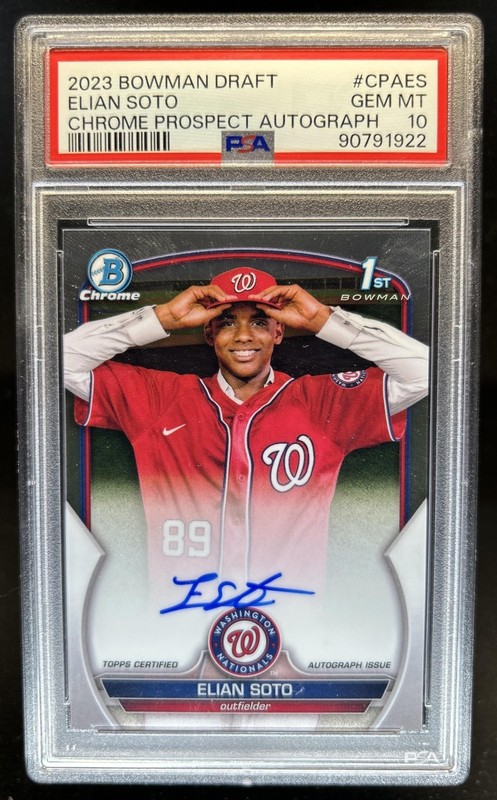 2023 Bowman Draft Elian Soto Chrome Prospect Auto #CPA-ES Nationals PSA 10
