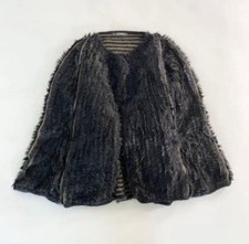 Issey Miyake Knit Dark Gray Fur Jacket Cardigan