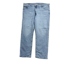 Jeans Wrangler W42 L30 para Hombres Azul Claro Regular Calce Recto Elastizado Denim (E)