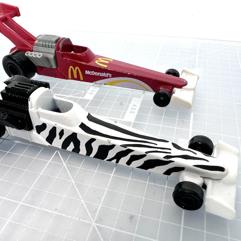 Vintage Hot Wheels Drag Racing Dragsters Race Car Zebra McDonald’s Vehicle Lot - Image 2 of 4
