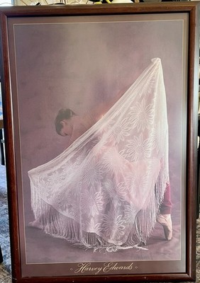 Harvey Edwards Silken Lace Ballet Dancer Fine Art Poster Print Vintage Framed