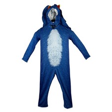 Sonic the Hedgehog Kids Costume Blue Hooded Jumpsuit Size Youth Large