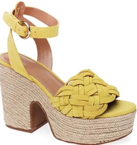 Marc Fisher Odilia Platform Sandal, Yellow Suede, Women Size 7.5