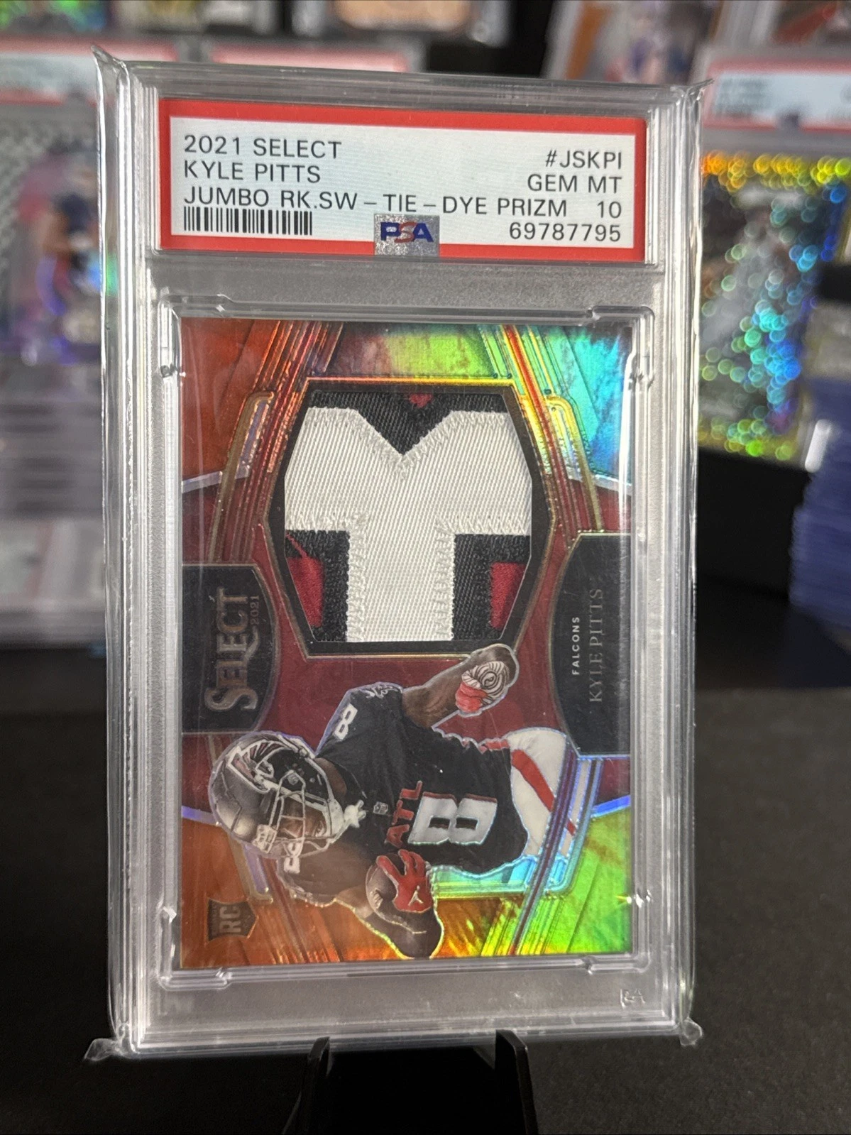 Kyle Pitts Panini Select Jumbo Rookie Swatch #JSKPI Tie-Dye Prizm