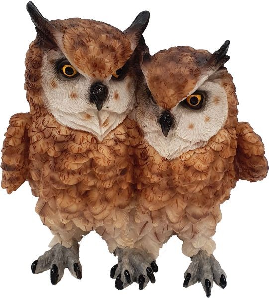 Figurendiscounter Eulenpaar Klein Dekofigur Braun 18X17X16Cm Figur Polyresin-image