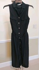 Grace karin Dress Sz Medium Black Lustrous Shine Soft Texture 4 Pockets