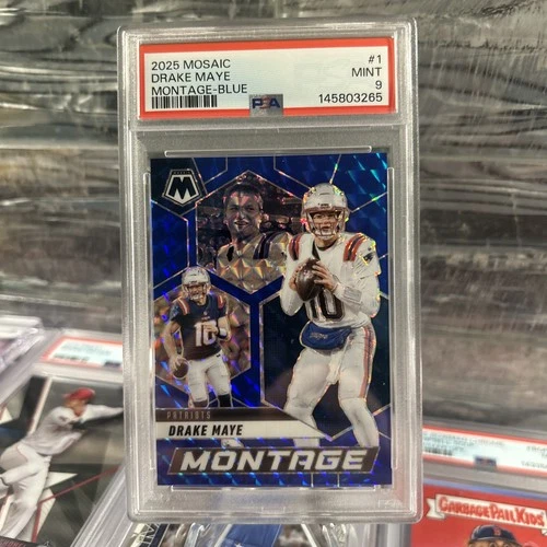 2025 Panini Mosaic #1 Drake Maye Montage Mosaic Blue #/99