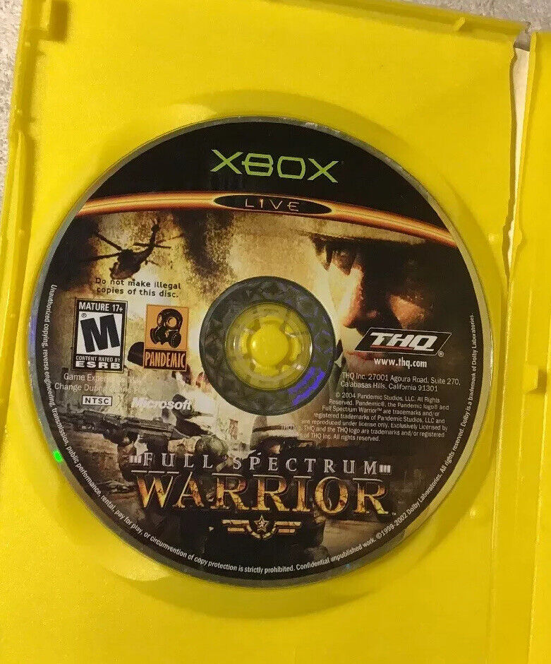 Full Spectrum Warrior Original Xbox 360 One Ser X BACKWARD COMPATIBLE DISC ONLY!