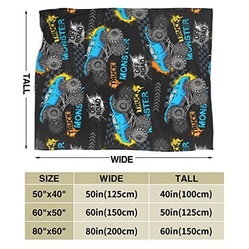 Monster Truck Cars Throw Blanket Ultra Soft Warm All Season 80"x60" Truck 05 - Picture 4 of 8