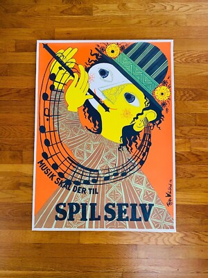 Bjørn Wiinblad Spil Selv, Musik Skal Der Til, 1946 Vintage Poster