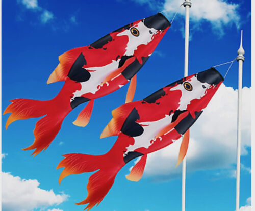 Boao Realistischer Fisch Windsack Rotfisch Windsack Rot Koi Fisch Outdoor Deko Windso