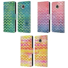 HEAD CASE DESIGNS ZIGZAG AQUARELLE LEATHER BOOK WALLET CASE FOR MOTOROLA PHONES