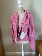 Ganni Pink Denim Jacket - Size Uk 12 Eur40