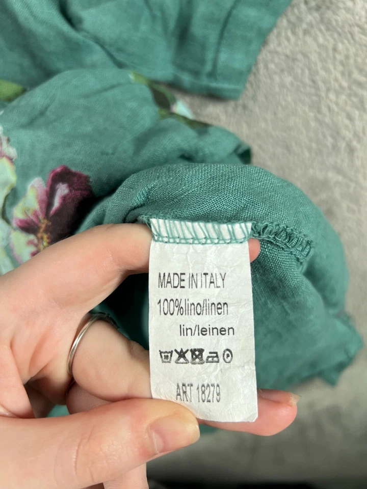 Vestido túnica 100 % lino floral hecho en Italia para mujer mini vestido floral talla única Foto 4 de 4