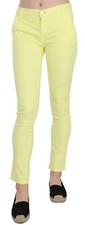 PINKO Pants Yellow Cotton Stretch Low Waist Skinny Casual Trouser s. 26 RRP 350