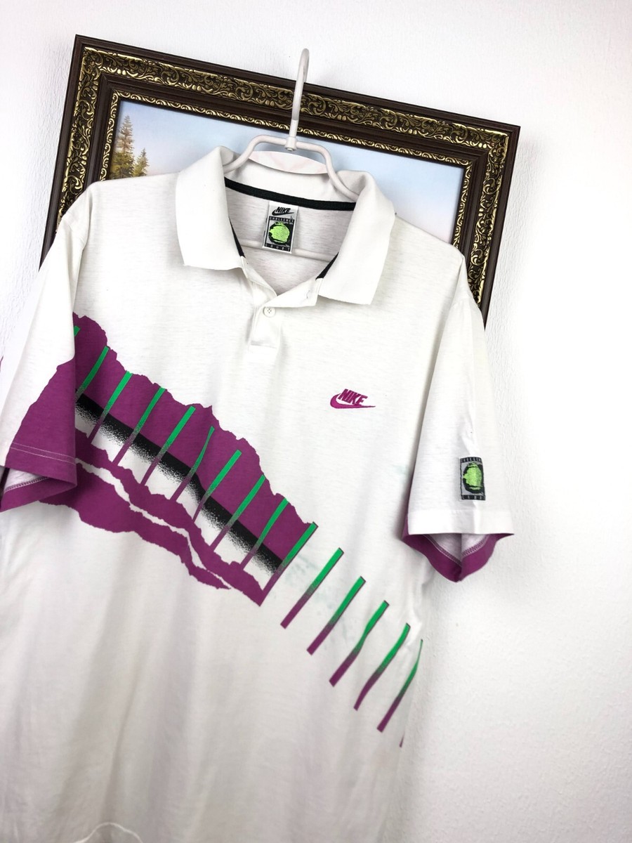 希少 90's vintage NIKE Challenge Court シャツ Vintage 90's Nike Challenge Court Andre Agassi Tennis Shirt Jersey
